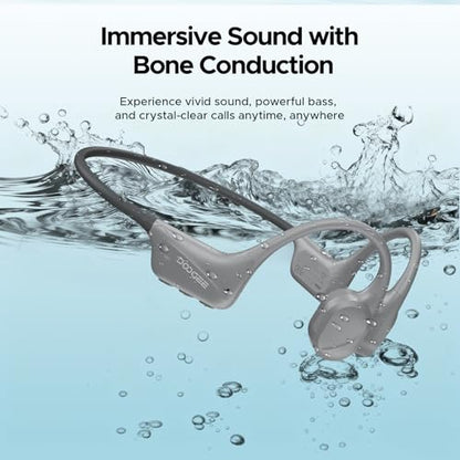 Bone Conduction Headphones, IP68 Waterproof Swimming Earbuds, 10-Hour Battery Life, Bluetooth 5.4 Wireless, 32 GB Storage, MP3 Mode, Ideal for Cycling, Swimming, and Fitness (Gray) - color: GRAY