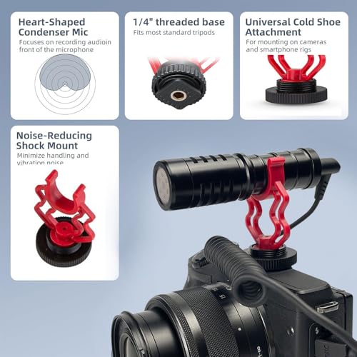 Universal Mic for Camera, Portable Condenser Microphone with Stand