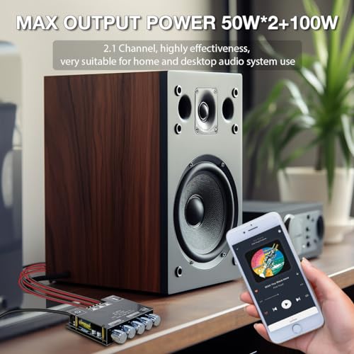 ZK-MT21 2.1 Channel Bluetooth Audio Power Amplifier Board 50W×2+100W with Treble and Bass Control for DIY Bluetooth Speaker Home Theater - style: ZK-MT21