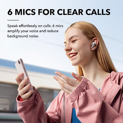 Soundcore by Anker Liberty 4 NC Wireless Earbuds | 98.5% Noise Reduction, Adaptive Noise Cancelling to Environment, Hi-Res Sound, 50H Battery, Wireless Charging, Bluetooth 5.3 - color: Clear White
