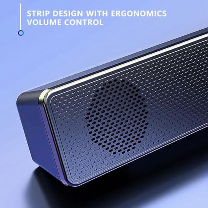 Double Horns Home Soundbar Speaker with Volume Control 3.5mm Input Wired Connection TV Entertainment System USB Powered