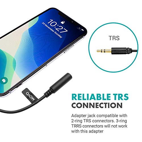 Movo IMA-2 3.5mm TRS to Lightning iPhone Headphone Adapter - Apple Aux Adapter for Mics and Headphones - 3.5 mm TRS Audio Cable to Lightning Adapter