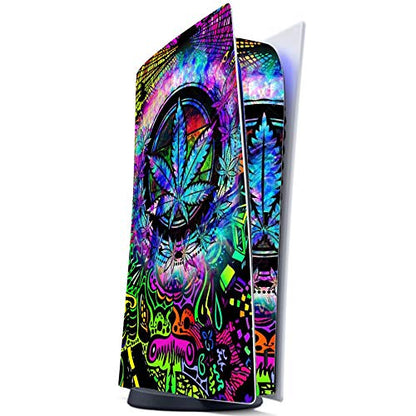 PlayVital Psychedelic Leaf Full Set Skin Decal for ps5 Console Digital Edition, Sticker Vinyl Decal Cover for ps5 Controller & Charging Station & Headset & Media Remote - color: Psychedelic Leaf