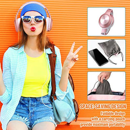 Rydohi Wireless Bluetooth Headphones Over Ear 68H Playtime HiFi Stereo Headset with Microphone and 3EQ Modes Foldable Bluetooth V5.3 Headphones for Travel Smartphone Computer Laptop - color: Rose