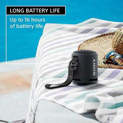 Sony SRSXB13/B Extra Bass Portable Waterproof Speaker with Bluetooth, USB Type-C, 16 Hours Battery Life