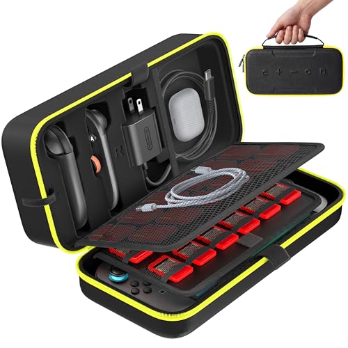 OIVO Carrying Case Compatible with 2025 Nintendo Switch, Portable Switch 2 Travel Carry Case Fit for Joy-Con 2 & Adapter, Hard Shell Protective Pouch Bag with 24 Game Slots, Yellow - color: Yellow