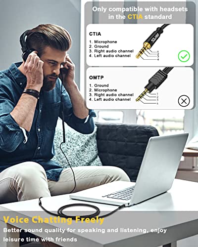 Headphone Extension Cable 4 Pole 3.5mm TRRS Male to Female Lossless Stereo Audio Cable Extension (4 ft/ 1.2 m) Nylon Braid Aux Cord Extension for Headset or Audio Devices –Matte Black | Nylon Braided Cord, Gold Plated, For headphone Speaker,Compatible wit
