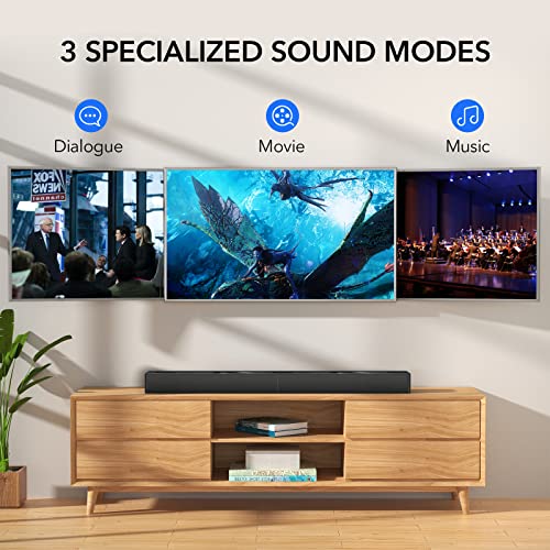 LARKSOUND Sound Bar for TV, Surround Sound System, TV Speaker Soundbar with Bluetooth/HDMI ARC/Optical/AUX/USB, 31 Inch | 60W 2.0 channel soundbar with 4 EQ modes, Night Mode, HDMI ARC, Optical, AUX, USB & Bluetooth 5.0. - size: 31 inch