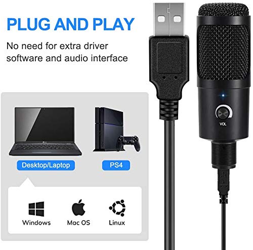 Professional Condenser Microphone Bundle Kit, Mic with Adjustable Scissor Arm Stand Shock Mount
