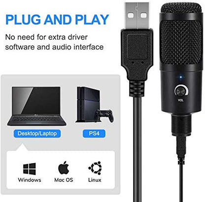 Professional Condenser Microphone Bundle Kit, Mic with Adjustable Scissor Arm Stand Shock Mount