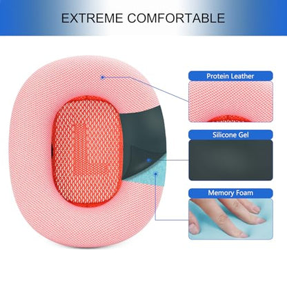Replacement Ear Cushions for AirPods Max 1 & 2 Generation Apple Headphones | Upgraded Ear Pads APM Cups Cover for Workout with Silicone Gel (Pink) - color: Pink