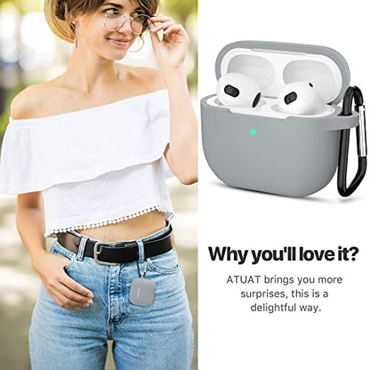 Compatible with AirPods 3 Case, Protective Silicone Cover for AirPods 3rd Generation Case 2021, Wireless Charging - Grey - color: C-Grey