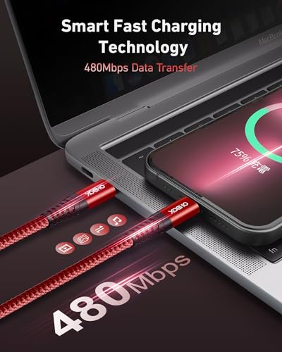 USB C to USB C 케이블 60W [2팩 3FT] 차량용 USB 타입 C 고속 충전 케이블 | 내구성이 뛰어난 브레이드 아이폰 USB-C 케이블 USBC - USBC 코드 아이폰 17/16/15/프로 맥스/플러스, 삼성 갤럭시 S23 및 기타용 - 레드 - color: 레드, size: 3피트, style: USB C - USB C