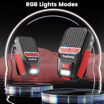 2026 Upgrade Wearable Bluetooth 5.4 Speaker, IPX6 Waterproof Clip on Wireless Speakers, Portable Speaker with RGB Lights and Flash, Built-in Mic,15H Playtime for Cycling/Home/Party/Beach/Outdoor(Red) - color: Black Red