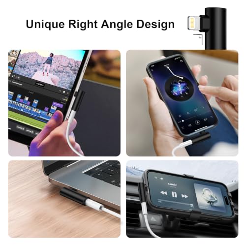 2Pack [Apple MFi Certified] Lightning to 3.5 mm Headphone Adapter Compatible with iPhone 14 13 12 11 Pro XR XS Max X 8 7 6s,iPhone Headphones Jack Adapter Aux to Lightning Cable Dongle Audio Converter - color: Black