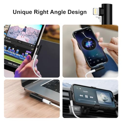 2Pack [Apple MFi Certified] Lightning to 3.5 mm Headphone Adapter Compatible with iPhone 14 13 12 11 Pro XR XS Max X 8 7 6s,iPhone Headphones Jack Adapter Aux to Lightning Cable Dongle Audio Converter - color: Black