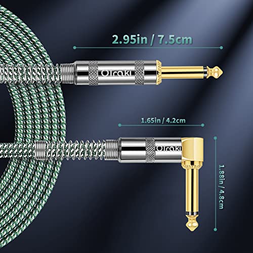 OTraki 2 Pack Guitar Cables 6 FT, 1/4 Inch Straight to Right Angle | Instrument Cable Electric Guitar Cord 6.35mm Bass Guitar Cable for Amp Bass Guitar Keyboard - size: 6 Feet