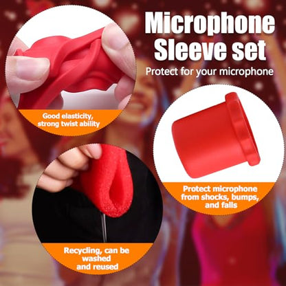 Murtenze 8 Set Microphone Silicone Ring & Foam Windscreen Covers, 8 Colors | Shakeproof, Anti-Rolling, Wireless Handheld Protection, Bottom Rod Sleeve Holder, For KTV, Studio, Performance, Speech