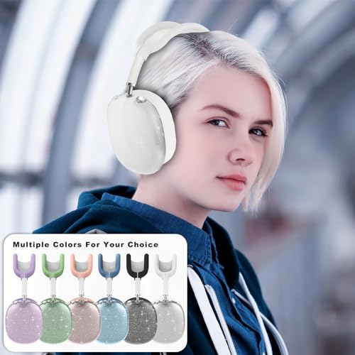 for AirPods Max case Cover,Anti-Scratch Ear Pad Case Cover/Ear Cups Cover/Headband Cover for AirPods Max. Clear Soft TPU and Silicone,Skin Scratch Proof. - color: 3PC-Glitter White