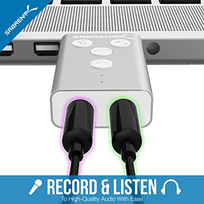 SABRENT Aluminum USB External 3D Stereo Sound Adapter for Windows and Mac. Plug and Play No Drivers Needed. [Silver] (AU-DDAS) - color: Silver