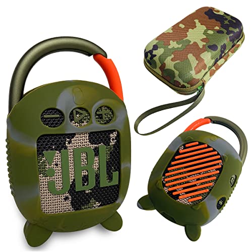 JCHPINE Silicone Cover and Carrying Case for JBL Clip 4 Bluetooth Speaker - color: Squad Green