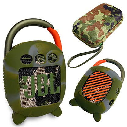 JCHPINE Silicone Cover and Carrying Case for JBL Clip 4 Bluetooth Speaker - color: Squad Green