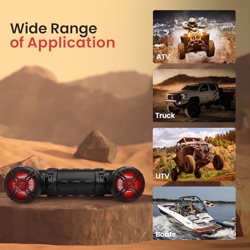 Pyle Bluetooth Speakers 800 Watt 6.5 Inch Amplified Sound System with Multi-Color LED Lights, Waterproof Marine Bluetooth Wireless Speakers with Weatherproof Design, Ideal for Outdoor and Vehicle Use