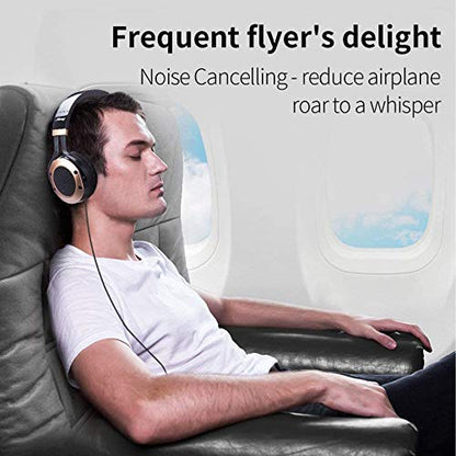 MONODEAL Active Noise Cancelling Headphones with Microphone | with Airplane Adapter, Folding and Lightweight Travel Headsets, Hi-Fi Deep Bass Wired Headphones with Carrying Case