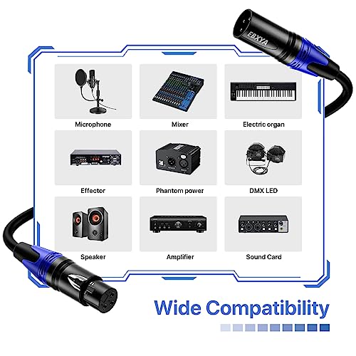 EBXYA XLR Cables, 1.5 Feet 6-Pack XLR Male to Female 3-Pin Microphone Cable - size: 1.5 Feet