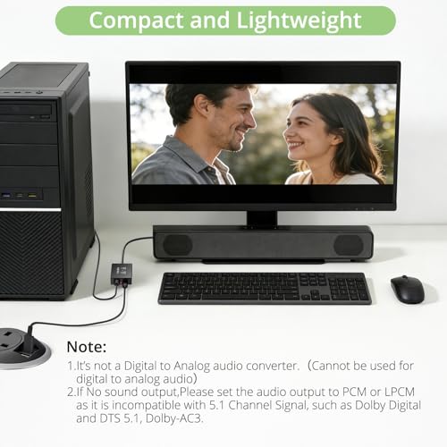 3.5 mm to Optical Audio Cable Analog to Digital Audio Converter with Built-in AUX and Optical Cables, 48KHz PCM, Compact Plug-and-Play Adapter for Laptop, Projector, Computer to Soundbar - color: 3.5mm to Optical Cable