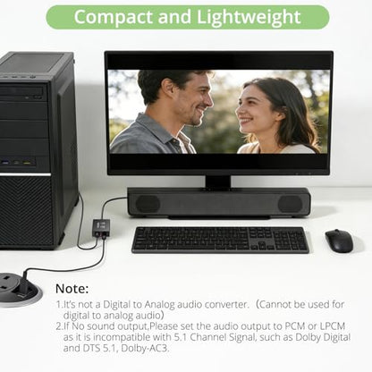 3.5 mm to Optical Audio Cable Analog to Digital Audio Converter with Built-in AUX and Optical Cables, 48KHz PCM, Compact Plug-and-Play Adapter for Laptop, Projector, Computer to Soundbar - color: 3.5mm to Optical Cable
