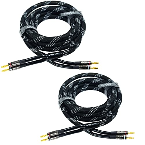Arklove 2pack 10ft 12awg Premium Heavy Duty Braided Wire Dual Banana to Banana Gold Plated Plug Speaker Cable OFC Oxygen-Free Copper - size: 10ft