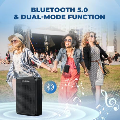 WinBridge Wireless Voice Amplifier with Headset Mic, 15W Mini PA System | Power-On Auto Sync,Dual Music + Voice Playback,Ideal for Teaching,Fitness, Tours & Public Speaking, Ultra-lightweight, WB008U