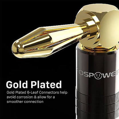 FosPower Right Angle Banana Plugs (2 Pairs / 4 pcs), Closed Screw 24K Gold Plated Banana Speaker Plug Connectors for Speaker Wire, Wall Plate, Home Theater, Audio/Video Receiver, and Sound Systems - size: 2 Pairs / 4 pcs