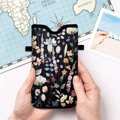 Cell Phone Sleeves Bag Case Crossbody Neoprene Holder Lanyard Phone Pouch for Women Men 7.5 X 4.5 Inches - Flowers - color: Flowers
