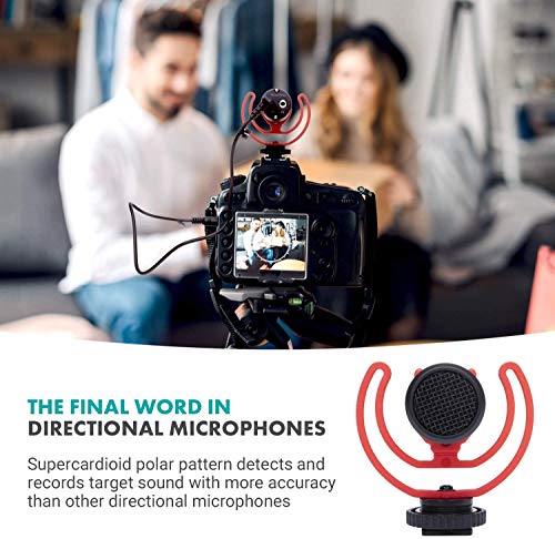 Movo VXR10-PRO External Video Microphone for USB-C Smartphone/Camera with Rycote Lyre Shock Mount - Compact Shotgun Mic and Accessories Compatible with Androids/DSLR Cameras - Battery-Free DSLR Mic