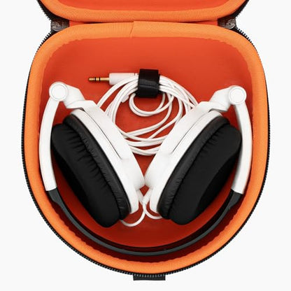 Geekria Shield Headphones Case for Foldable On-Ear Headsets, Replacement Protective Hard Shell Travel Carrying Bag, Compatible with Audio-Technica SJ55, SJ5, AKG K450 and More (Dark Grey)