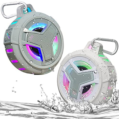 EBODA Bluetooth Shower Speaker, Waterproof Portable Bluetooth Speakers, IP67 Waterproof Wireless Speaker with LED Light, Floating, 2000mAh, True Wireless Stereo for Kayak, Beach, Gifts for Men, Women