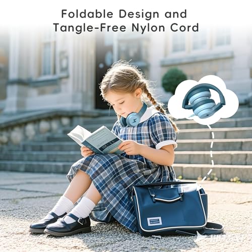 Candy Bila Wired Kids Headphones with Microphone, 85dB Safe Volume | Volume Limiter 85/94dB, HD Stereo Sound, Microphone and Wired Control,Foldable Design, Gradient Green - color: Gradient Green