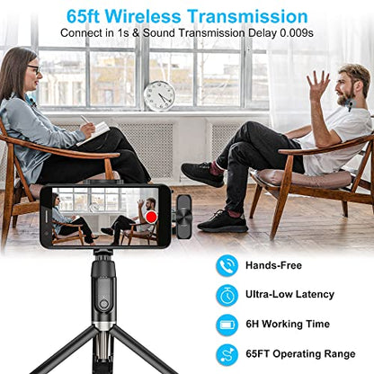 Wireless Microphones for iPhone 15 - Android Phone & Computer/Laptop, Mini Professional Wireless Lavalier Microphone for Video Recording Podcast Cordless Lapel Mic with USB C