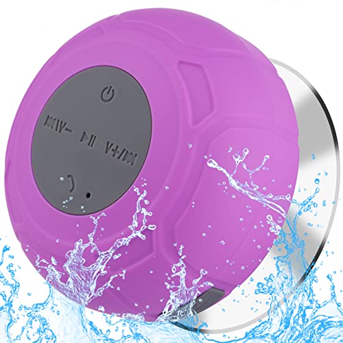 Bluetooth Shower Speaker Waterproof Portable Wireless Water-Resistant Speaker Suction Cup,Built-in Mic Speakerphone for iPhone Phone Tablet Bathroom Kitchen - Purple - color: Purple
