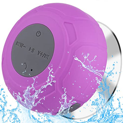 Bluetooth Shower Speaker Waterproof Portable Wireless Water-Resistant Speaker Suction Cup,Built-in Mic Speakerphone for iPhone Phone Tablet Bathroom Kitchen - Purple - color: Purple