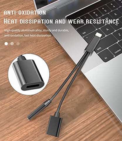 for iPhone AUX Adapter for Headphone Jack Dongle(2in1) MFI Certified Lightning to 3.5mm Splitter Cable Charger Cord Audio Adaptador para Earbud Music Charging Converter for 14 13 12 11Pro Max