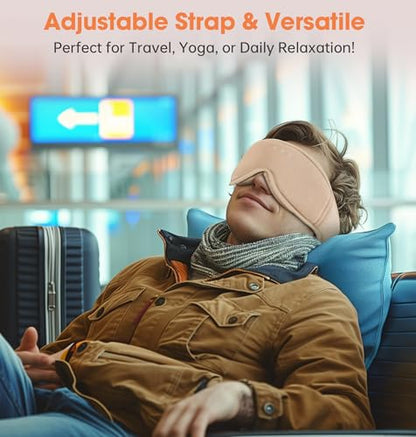 Sleep Mask with Headphones Bluetooth 5.4, LC-dolida Soft Bamboo Cotton Wireless Bluetooth Sleep Mask, Music Sleeping Headphones Cooling & Breathable, Ultra-Thin Stereo Speaker for Side Sleepers - color: Khaki