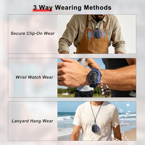 SBUSFGT Wearable Bluetooth Speaker, 43g Mini Clip-On Bluetooth Speaker, 3 Wearable Ways, 20H Playtime Dustproof Multi Pairing Stereo Speaker for Hiking, Swimming, Shower, Outdoor Activities(Blue) - color: Blue