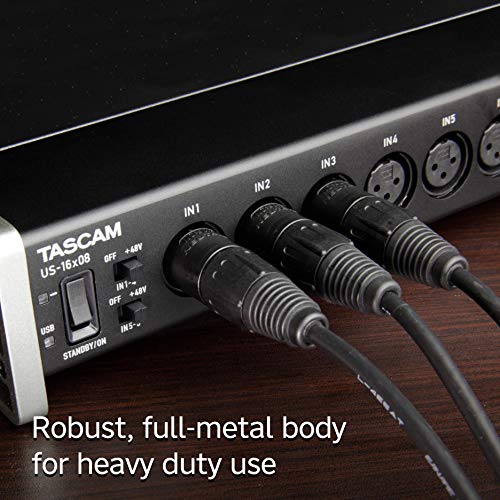 Tascam US-16x08 Rackmount USB Audio/MIDI Interface for Recording, Drum Recording, 8 XLR/8 1/4" Inputs, 8 Outputs, Control Software,Black - style: US-16x08