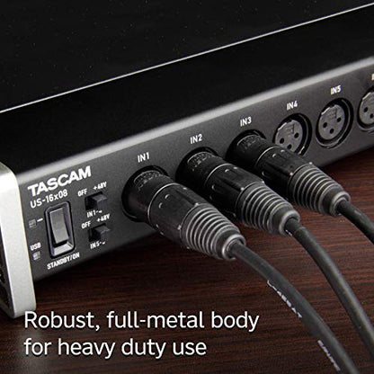 Tascam US-16x08 Rackmount USB Audio/MIDI Interface for Recording, Drum Recording, 8 XLR/8 1/4" Inputs, 8 Outputs, Control Software,Black - style: US-16x08