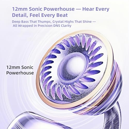 M97 Clip On Earbuds Wireless Bluetooth 6.0, Open Ear Headphones with 50H Battery 10-Min Quick Charge, Featherlight C-Shaped Hook, Secure Fit for Running/Gym, IPX5 Waterproof, Deep Bass(purple) - color: Purple