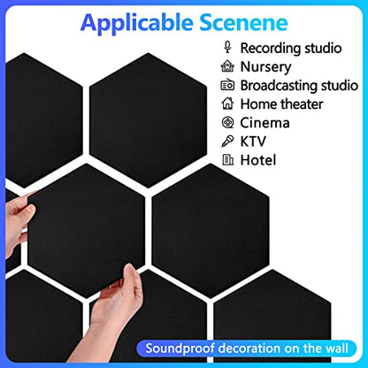 18 Pack Acoustic Panels-12"X10"X 0.4" Self-Adhesive Soundproof Wall Panels High-Density Sound Absorbing Panel Acoustic Treatment Panel Used in Home & Offices （Black Hexagon） - color: black-hexagon