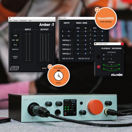 ESI Amber i1 USB Audio Interface with Audio Mixer for Guitarists, Vocalists & Producers - Studio-Quality Sound, 24-Bit/192kHz, RCA, 2-in/2-out with Separate Line Inputs, Professional Software Included - size: Amber i1 (1 Pre, 1 Line/2 Out)